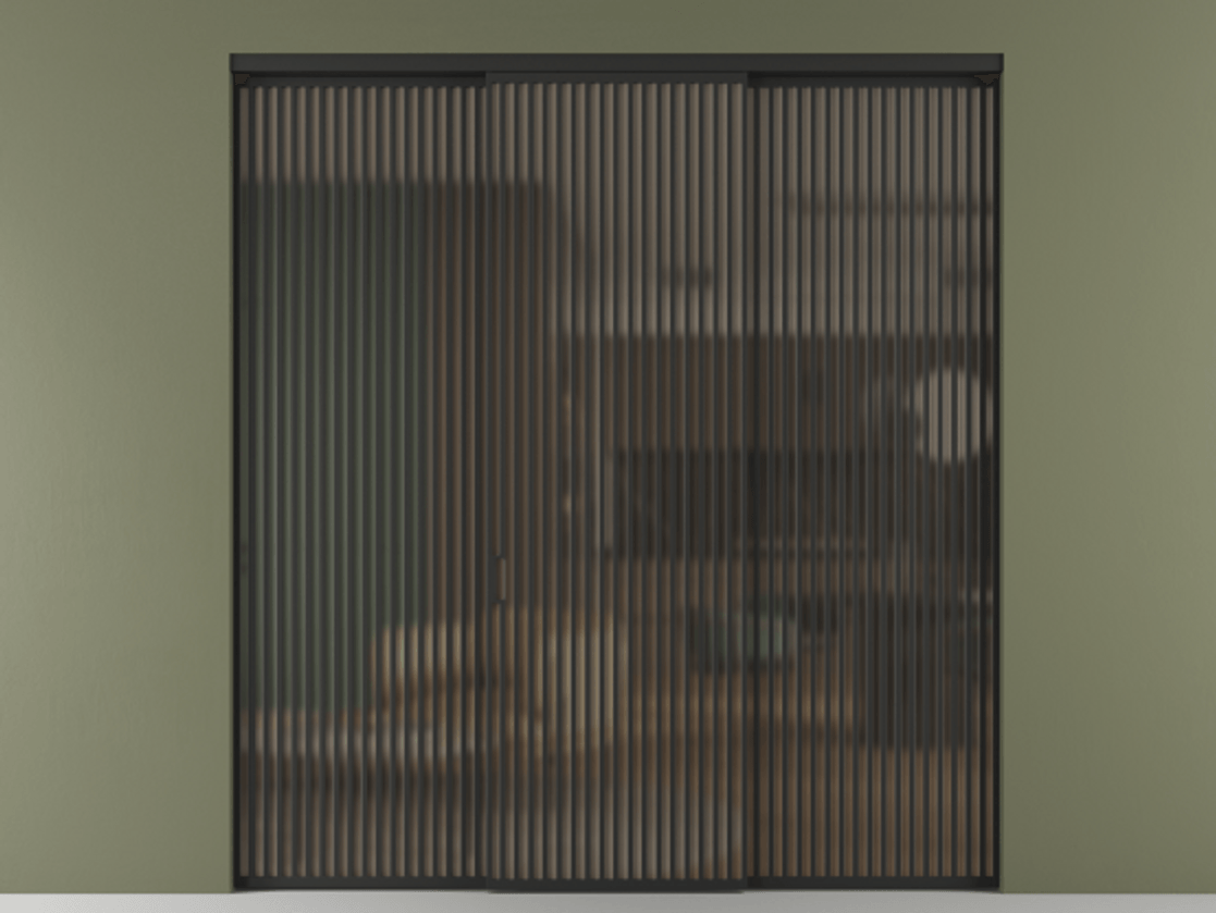 Перегородка Formato внутри проёма 3 створки АЛПР 040.06 Алюминий Черный Сатинированное бронзовое стекло, триплекс Цена 3310524 ₸ | Volhovec