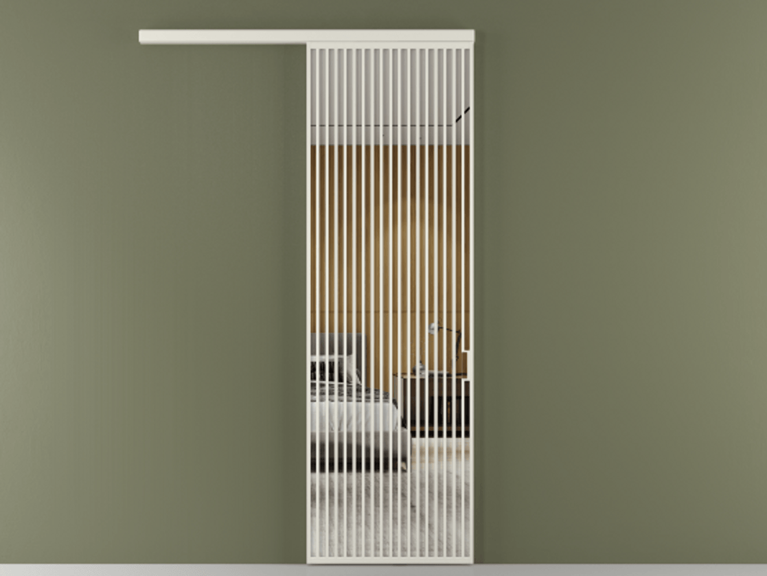 Перегородка Formato вдоль стены 1 створка АЛПР 040.06 Алюминий Белый Двустороннее зеркало, триплекс , триплекс 6 мм Цена 1101610 ₸  | Volhovec