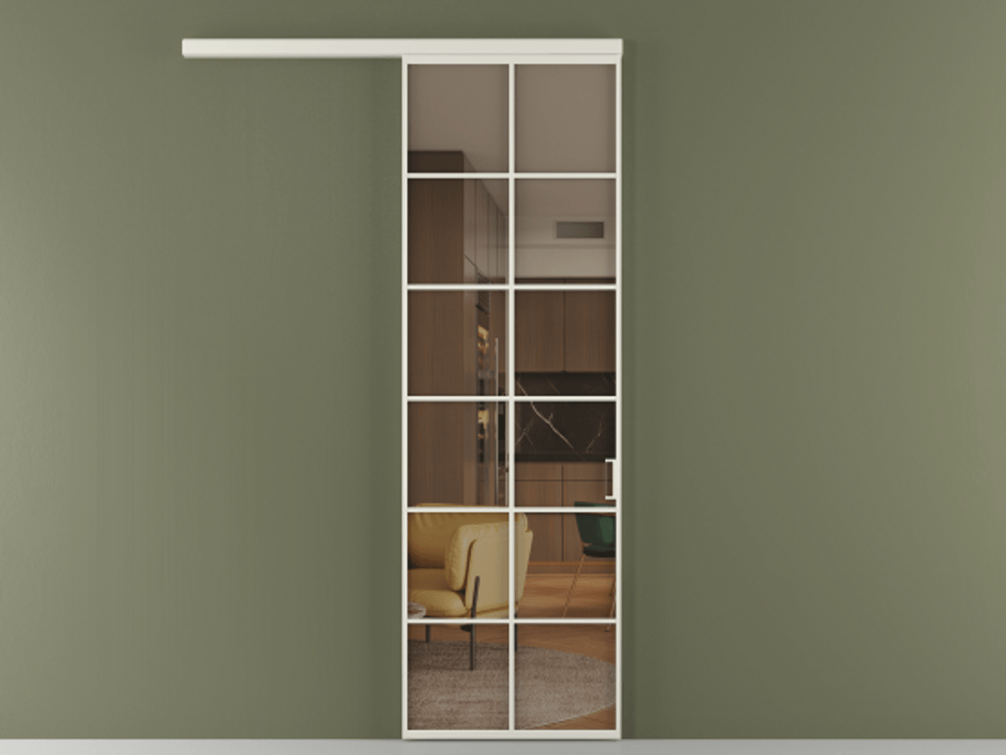 Перегородка Formato вдоль стены 1 створка АЛПР 040.05 Алюминий Белый Прозрачное бронзовое стекло, триплекс Цена 672800 ₸  | Volhovec