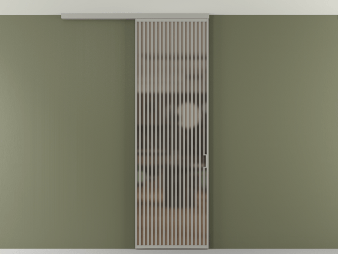 Перегородка Формато вдоль стены на потолок 1 створка АЛПР 040.06 Алюминий нейтральный серый Сатинированное бронзовое стекло, триплекс Цена 1415444 ₸ | Volhovec