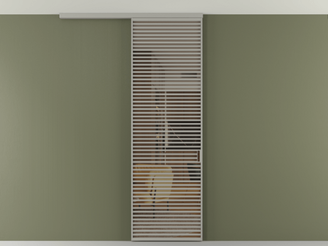 Перегородка Формато вдоль стены на потолок 1 створка АЛПР 040.07 Алюминий нейтральный серый Прозрачное бронзовое стекло, триплекс Цена 1343472 ₸ | Volhovec