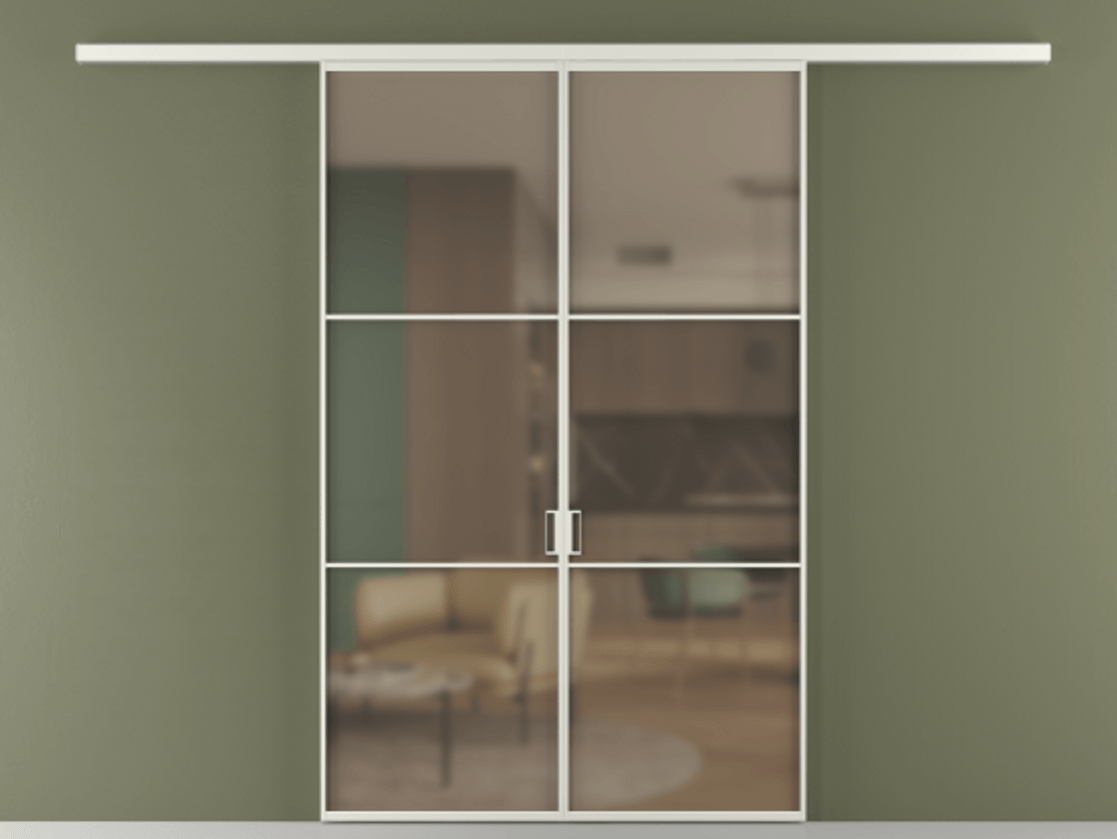 Перегородка Formato вдоль стены 2 створки АЛПР 040.03 Алюминий серый Сатинированное бронзовое стекло, триплекс Цена 1761480 ₸ | Volhovec