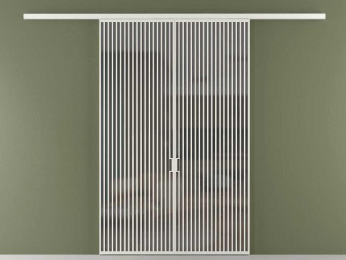 Перегородка Formato вдоль стены 2 створки АЛПР 040.06 Алюминий серый Сатинированное серое стекло, триплекс Цена 2244900 ₸ | Volhovec