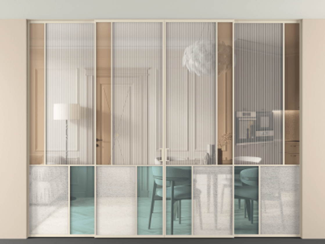 Перегородка Mosaic внутри проёма скрытое крепление в потолок 4 створки АЛПР 041.21 Алюминий бежево-серый Комбинация стекол Группы 1 и Группы 3. Цена 3851700 ₸ . Фабрика дверей Волховец 8 (800) 551 43 19 Перегородка Mosaic внутри проёма скрытое крепление в потолок 4 створки АЛПР 041.21 Алюминий бежево-серый Комбинация стекол Группы 1 и Группы 3 Цена 3851700 ₸ | Volhovec