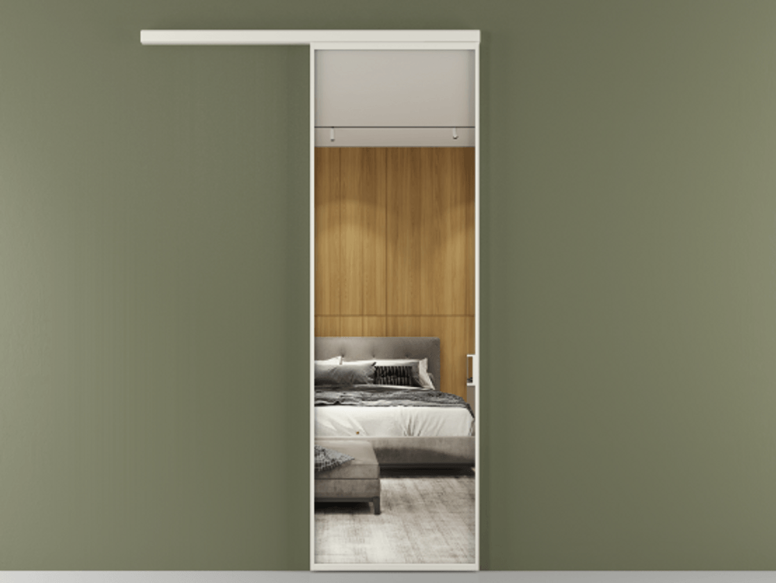 Перегородка Formato вдоль стены 1 створка АЛПР 040.01 Алюминий Белый Двустороннее зеркало, триплекс , триплекс 6 мм Цена 692640 ₸  | Volhovec