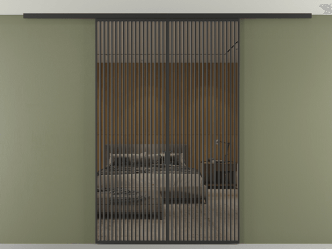 Перегородка Формато вдоль стены на потолок 2 створки АЛПР 040.06 Алюминий Черный Рефлективное бронзовое стекло "Стопсол", калёное Цена 3327610 ₸ | Volhovec