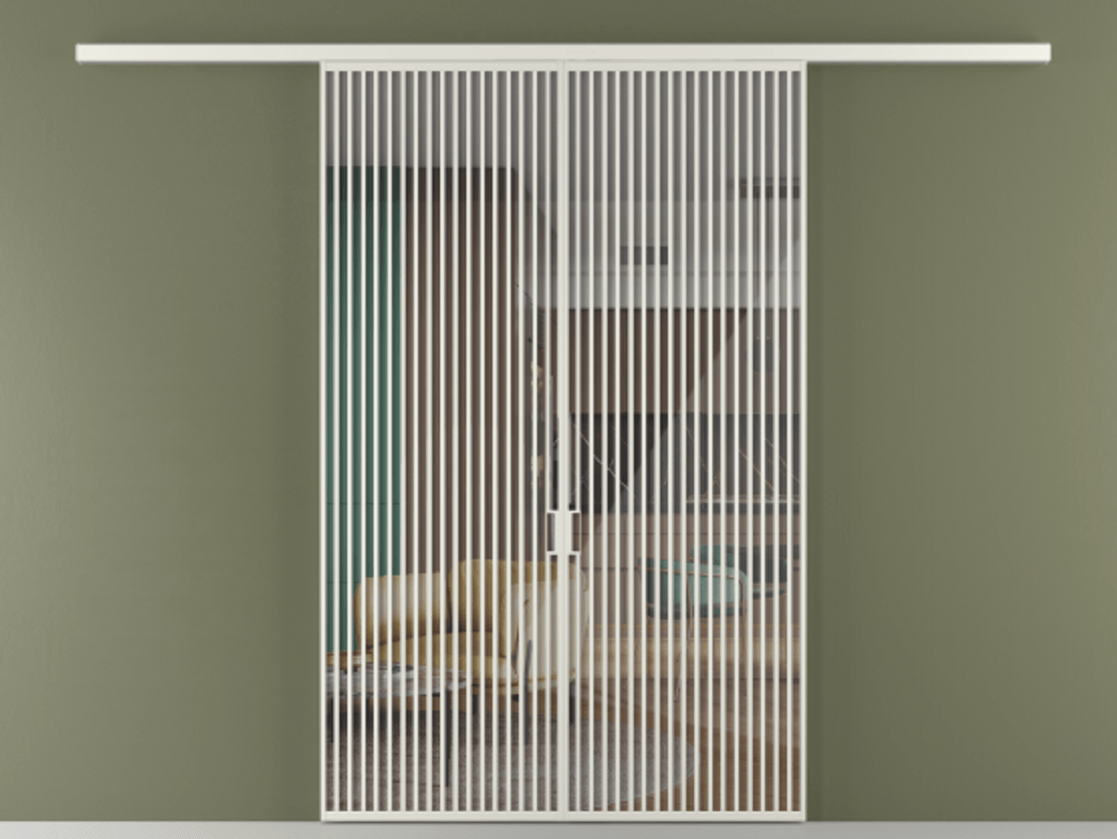 Перегородка Формато вдоль стены 2 створки АЛПР 040.06 Алюминий серый Рефлективное прозрачное стекло "Стопсол", калёное Цена 3364200 ₸ | Volhovec