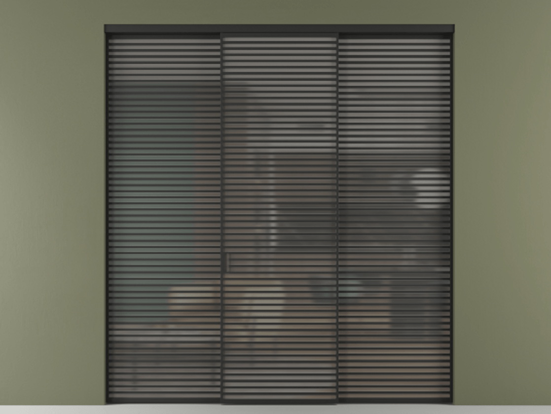 Перегородка Formato внутри проёма 3 створки АЛПР 040.07 Алюминий Черный Сатинированное серое стекло, триплекс. Скрытый короб ЧЕР Цена 2886750 ₸ 1. Полотно 3 шт. (800/2100 мм)
2. Комплект установки раздвижной системы
3. Базовый комплект фурнитуры
4.Ручка RONDO. Фабрика дверей Волховец 8 (800) 551 43 19 Перегородка Formato внутри проёма 3 створки АЛПР 040.07 Алюминий Черный Сатинированное серое стекло, триплекс Цена 2886750 ₸ | Volhovec