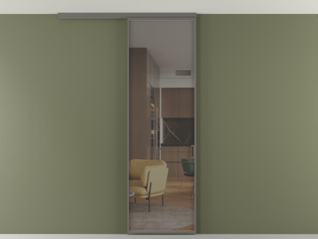 Перегородка Formato вдоль стены на потолок одностворчатая #VENDORCODE# #FURNISH# #GLASS# Цена #PRICE# #CURRENCY# | Volhovec