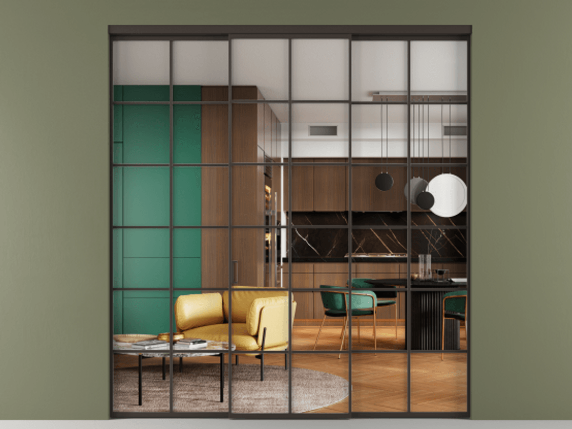 Перегородка Formato внутри проёма 3 створки АЛПР 040.05 Алюминий антрацит Прозрачное стекло "Crystal Vision", калёное. Цена 2127840 ₸ 1. Полотно 3 шт. (800/2100 мм)
2. Комплект установки раздвижной системы
3. Базовый комплект фурнитуры
4.Ручка RONDO. Фабрика дверей Волховец 8 (800) 551 43 19 Перегородка Formato внутри проёма 3 створки АЛПР 040.05 Алюминий антрацит Прозрачное стекло "Crystal Vision", калёное Цена 2127840 ₸ | Volhovec