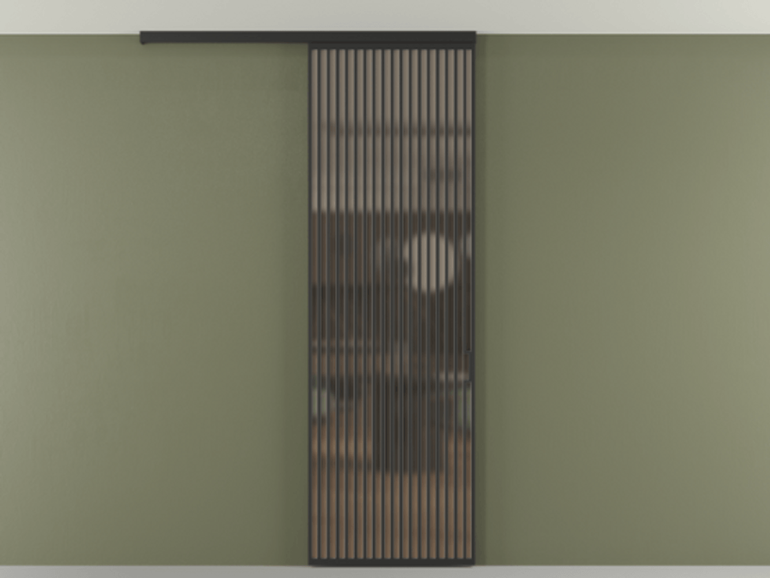 Перегородка Формато вдоль стены на потолок 1 створка АЛПР 040.06 Алюминий Черный Сатинированное бронзовое стекло, триплекс Цена 1286410 ₸ | Volhovec