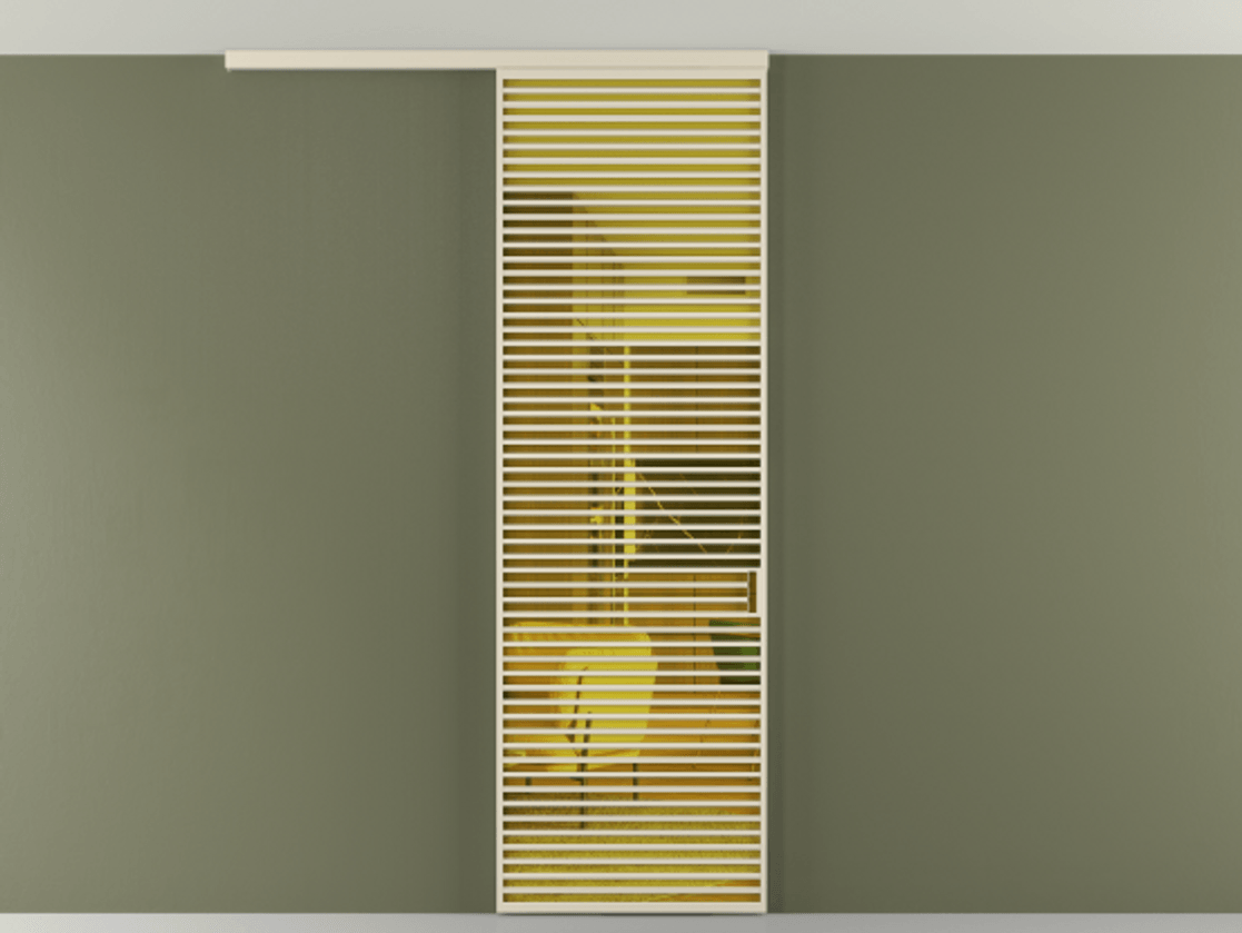 Перегородка Formato вдоль стены на потолок одностворчатая АЛПР 040.07 Алюминий бежево-серый Прозрачное жёлтое стекло, триплекс Цена 1272000 ₸ | Volhovec