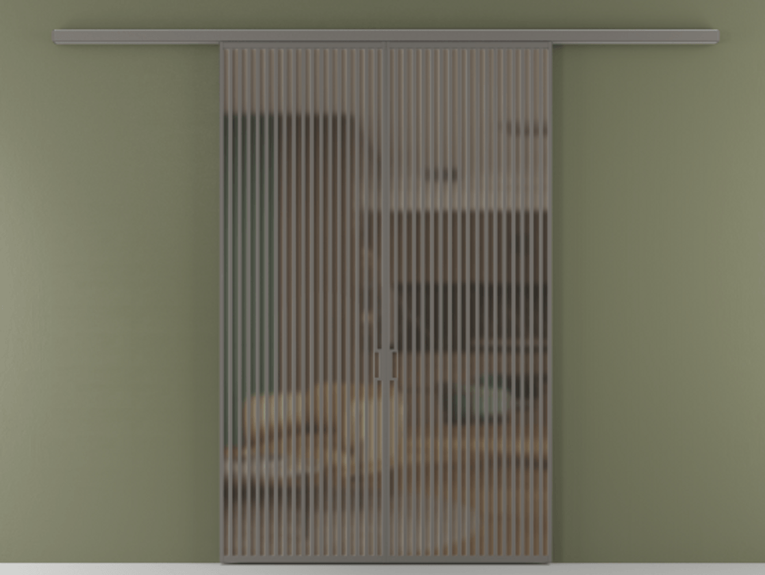 Перегородка Формато вдоль стены 2 створки АЛПР 040.06 Алюминий классический серый Сатинированное бронзовое стекло, триплекс Цена 2588922 ₸ | Volhovec