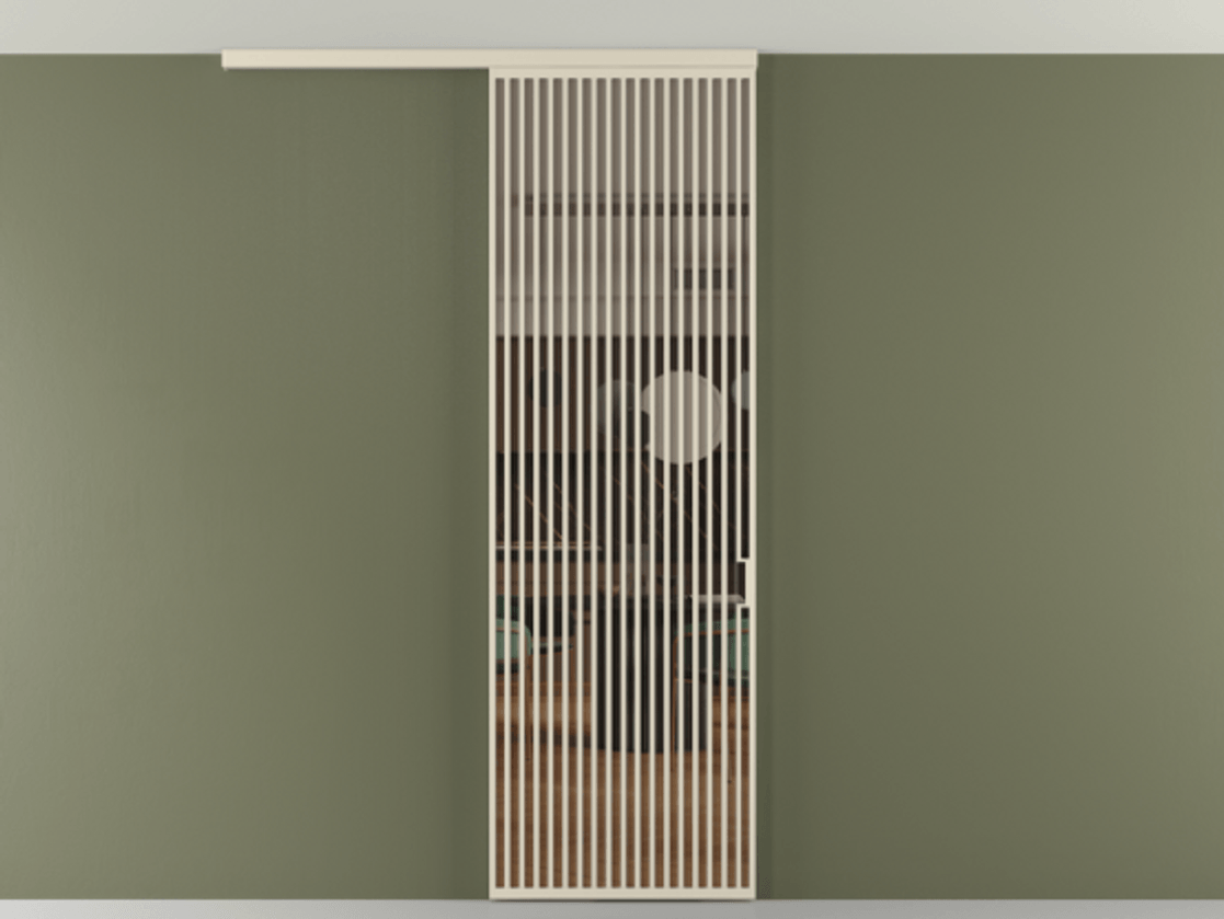 Перегородка Формато вдоль стены на потолок 1 створка АЛПР 040.06 Алюминий бежево-серый Прозрачное бронзовое стекло, триплекс Цена 1343472 ₸ | Volhovec