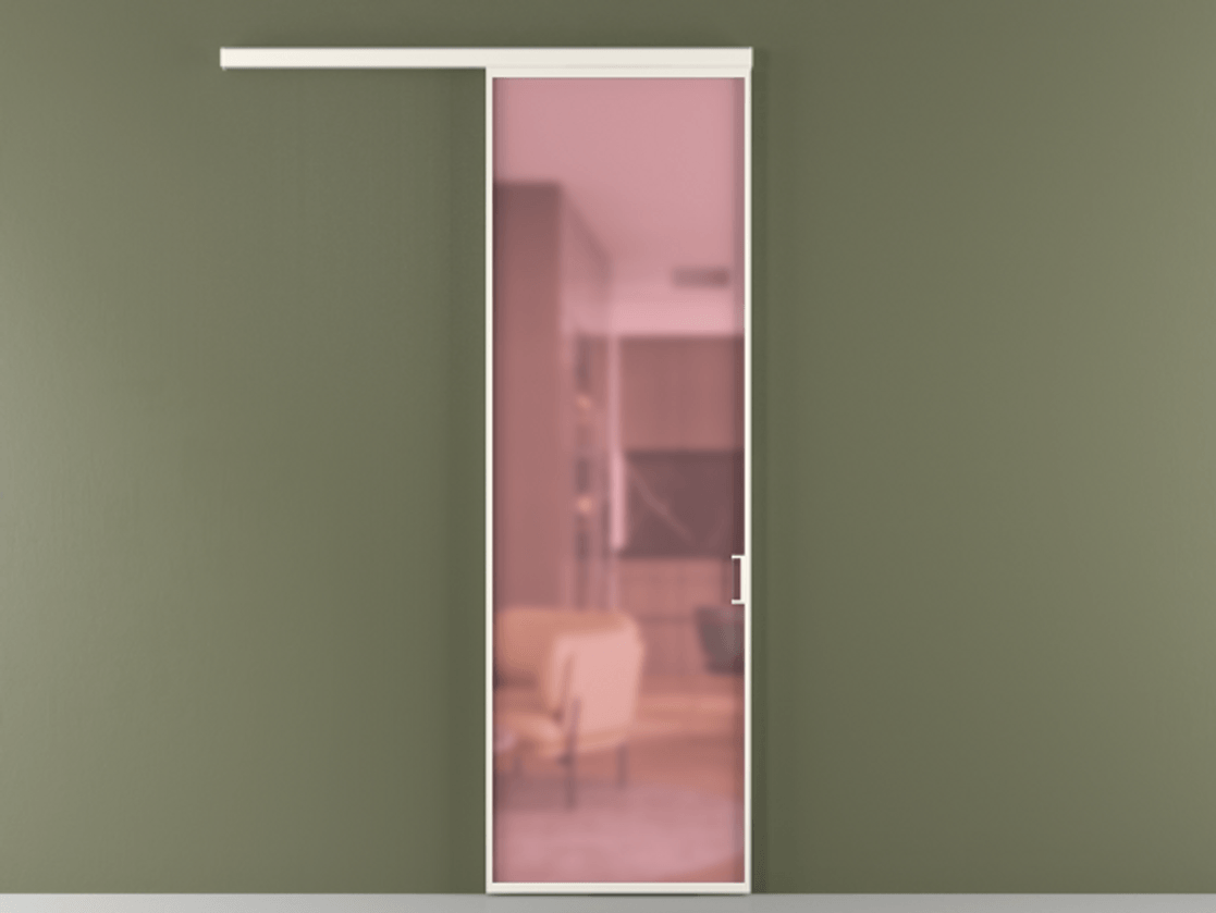 Перегородка Formato вдоль стены 1 створка АЛПР 040.01 Алюминий пудровый белый Сатинированное розовое стекло, триплекс Цена 635000 ₸  | Volhovec