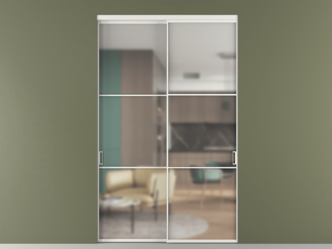 Перегородка Формато внутри проёма 2 створки АЛПР 040.03 Алюминий светло-серый Сатинированное стекло "Мателюкс Кристал Вижн", калёное, матовое, каленое 6 мм Цена 3615948 ₸  | Volhovec