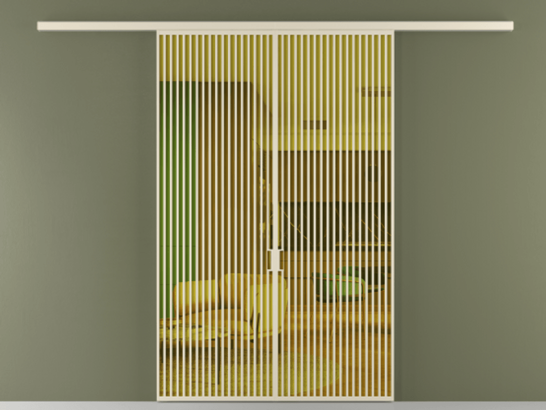 Перегородка Formato вдоль стены 2 створки АЛПР 040.06 Алюминий бежево-серый Прозрачное жёлтое стекло, триплекс Цена 2677000 ₸ | Volhovec