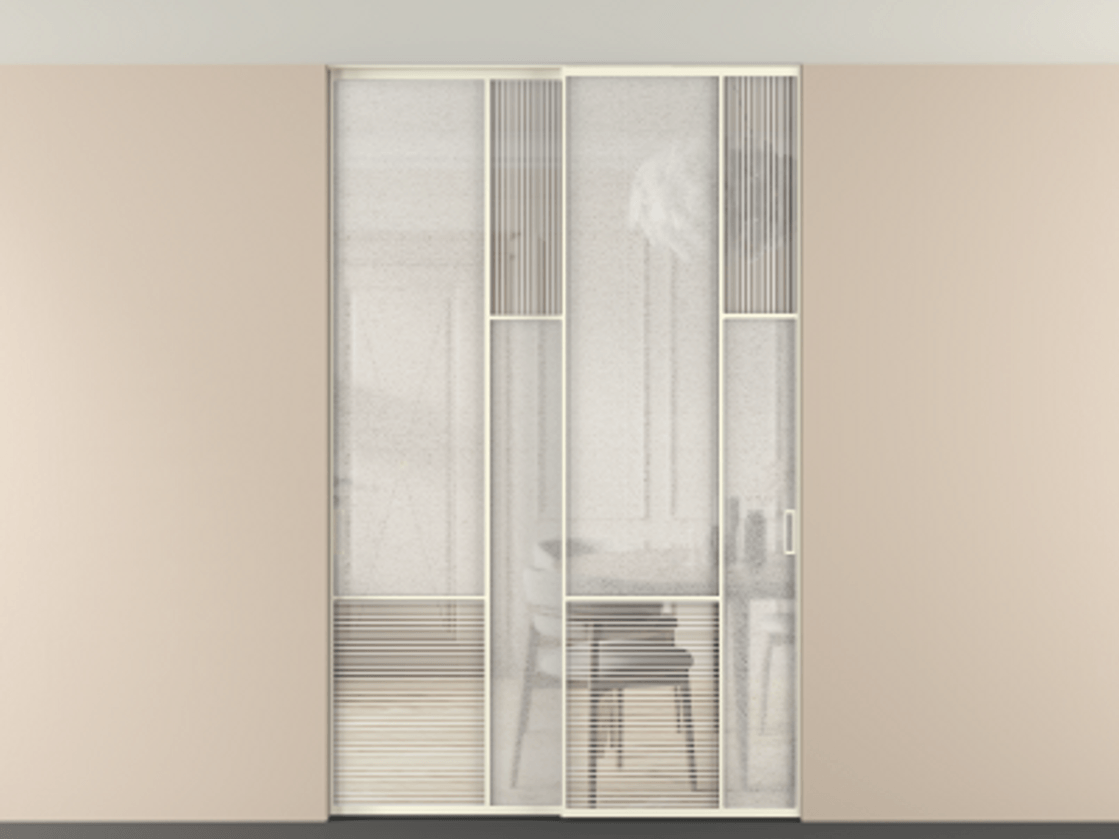 Перегородка Мозаик внутри проёма скрытое крепление в потолок 2 створки АЛПР 041.12 Алюминий молочно-белый Рифлёное стекло "Дюна", триплекс, 6 мм + Фактурное стекло "Лёд", триплекс. Цена 2574785 ₸ . Фабрика дверей Волховец 8 (800) 551 43 19 Перегородка Мозаик внутри проёма скрытое крепление в потолок 2 створки АЛПР 041.12 Алюминий молочно-белый Рифлёное стекло "Дюна", триплекс, 6 мм + Фактурное стекло "Лёд", триплекс Цена 2574785 ₸ | Volhovec