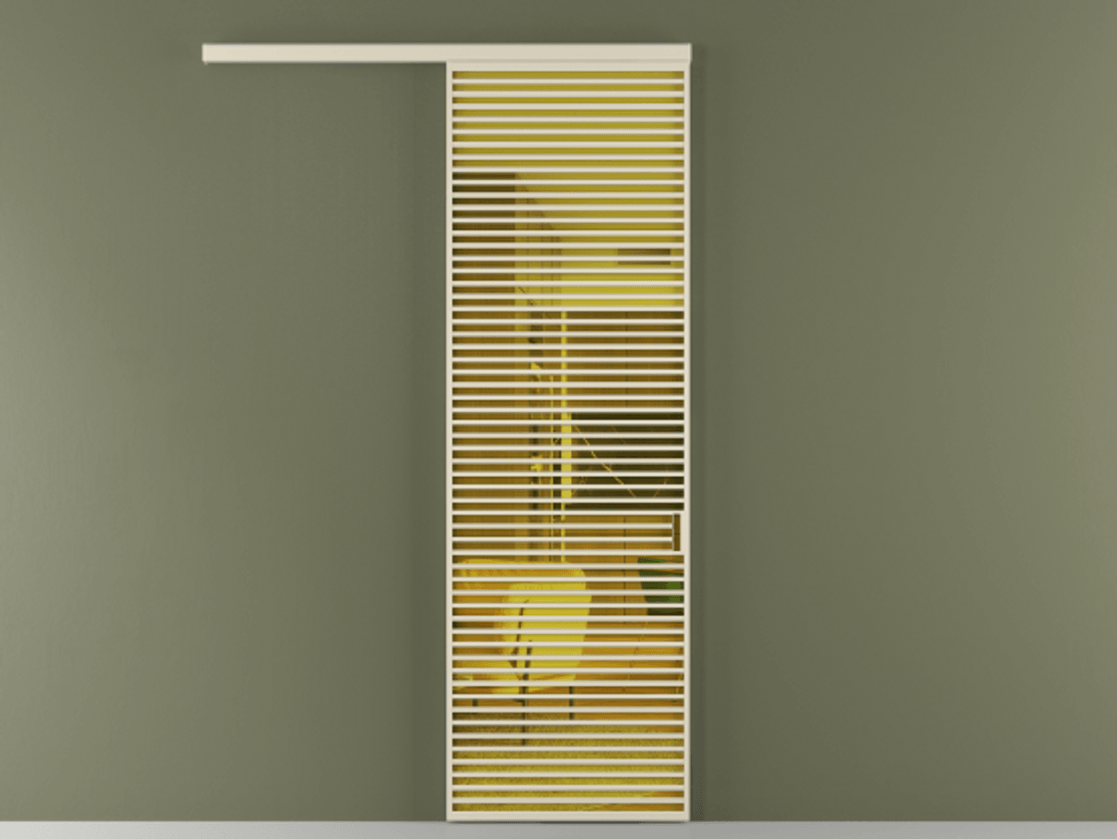 Перегородка Formato вдоль стены 1 створка АЛПР 040.07 Алюминий бежево-серый Прозрачное жёлтое стекло, триплекс Цена 1151200 ₸  | Volhovec