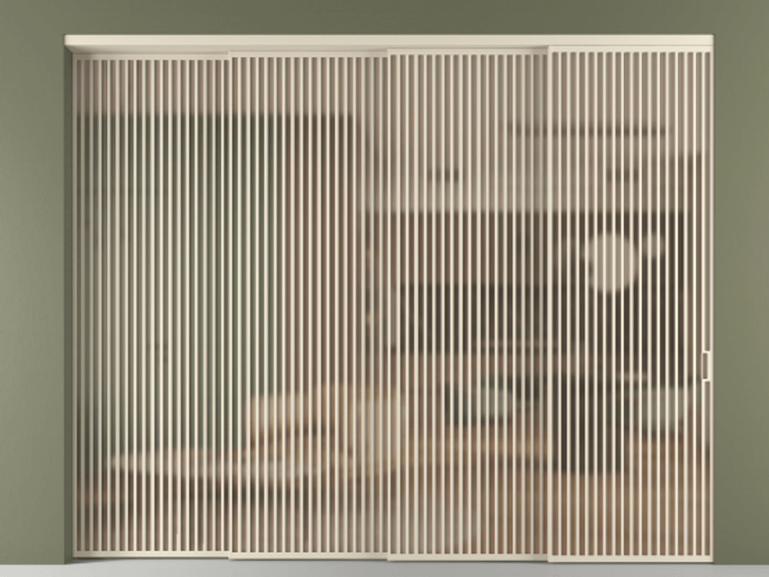 Межкомнатная дверь New Перегородка Formato внутри проёма телескопик синхро 3 АЛПР 040.06 Алюминий бежево-серый Сатинированное оранжевое стекло, триплекс Цена 5467500  | Volhovec