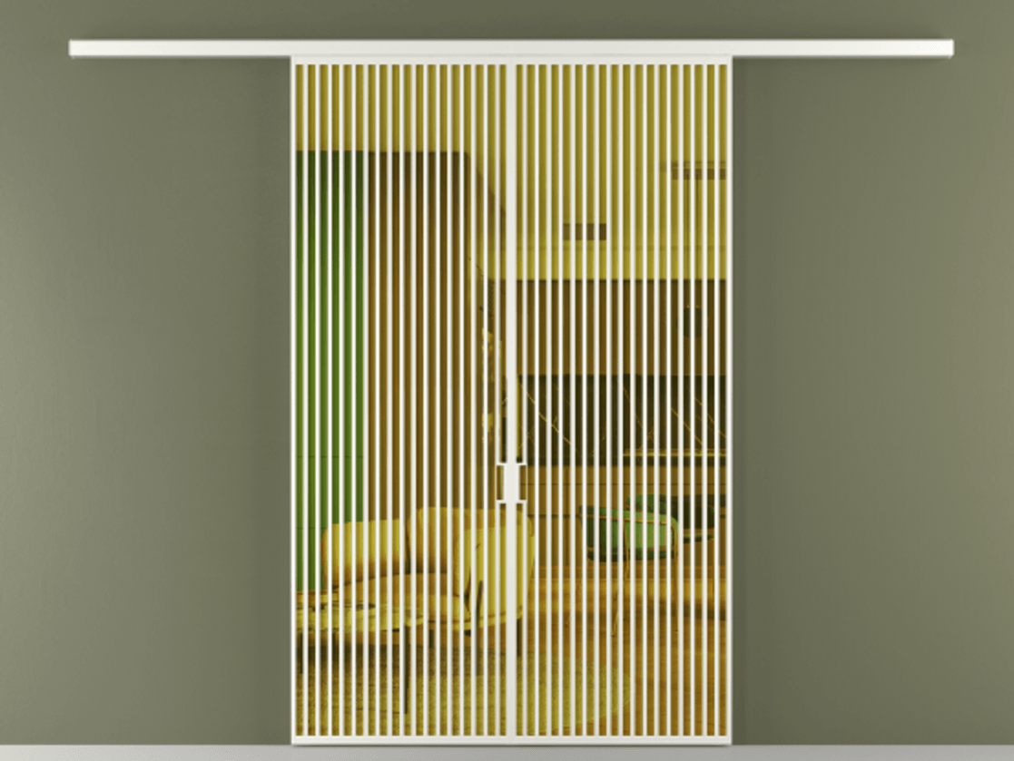 Перегородка Формато вдоль стены 2 створки АЛПР 040.06 Алюминий светло-серый Прозрачное жёлтое стекло, триплекс Цена 2719786 ₸ | Volhovec