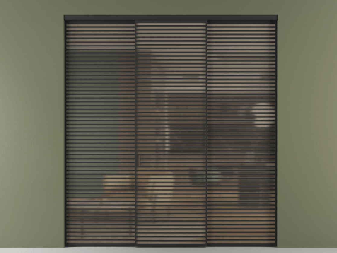 Перегородка Formato внутри проёма 3 створки АЛПР 040.07 Алюминий Черный Сатинированное бронзовое стекло, триплекс. Скрытый короб ЧЕР Цена 4244940 ₸ 1. Полотно 3 шт. (800/2100 мм)
2. Комплект установки раздвижной системы
3. Базовый комплект фурнитуры
4.Ручка RONDO. Фабрика дверей Волховец 8 (800) 551 43 19 Перегородка Formato внутри проёма 3 створки АЛПР 040.07 Алюминий Черный Сатинированное бронзовое стекло, триплекс Цена 4244940 ₸ | Volhovec