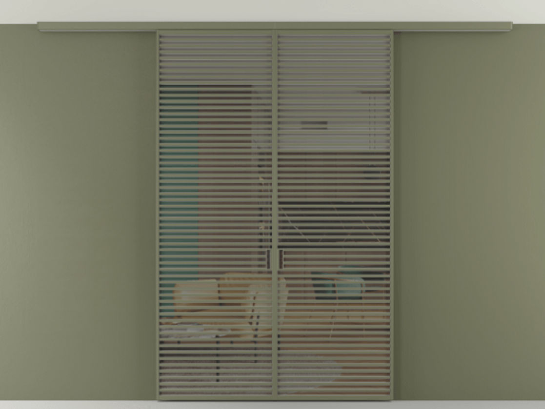 Перегородка Формато вдоль стены на потолок 2 створки АЛПР 040.07 Алюминий оливковый тёмный Прозрачное серое стекло, триплекс Цена 2633261 ₸ | Volhovec