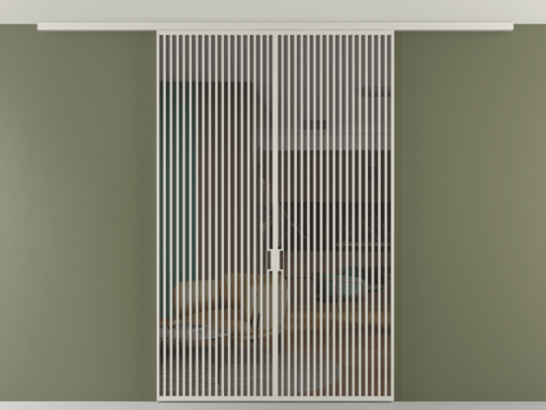 Перегородка Формато вдоль стены на потолок 2 створки АЛПР 040.06 Алюминий тёплый серый Прозрачное серое стекло, триплекс Цена 2777211 ₸ | Volhovec