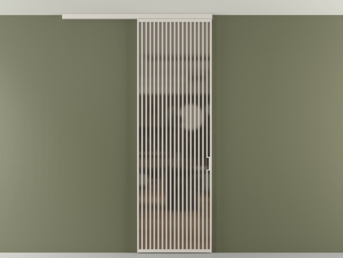 Перегородка Формато вдоль стены на потолок 1 створка АЛПР 040.06 Алюминий облачно-серый Сатинированное бронзовое стекло, триплекс Цена 1415444 ₸ | Volhovec