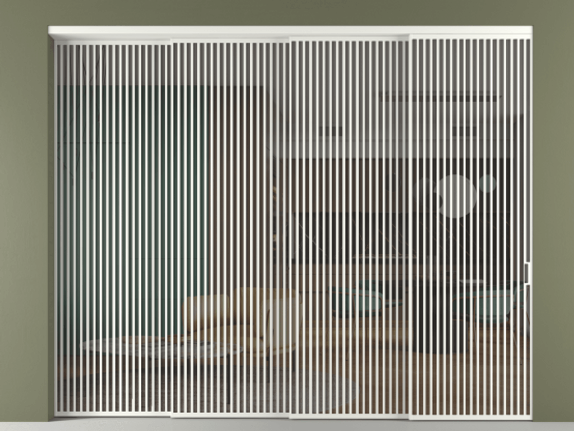 Перегородка Формато внутри проёма 4 створки с синхронным механизмом АЛПР 040.06 Алюминий светло-серый Прозрачное серое стекло, триплекс Цена 5876539 ₸ | Volhovec