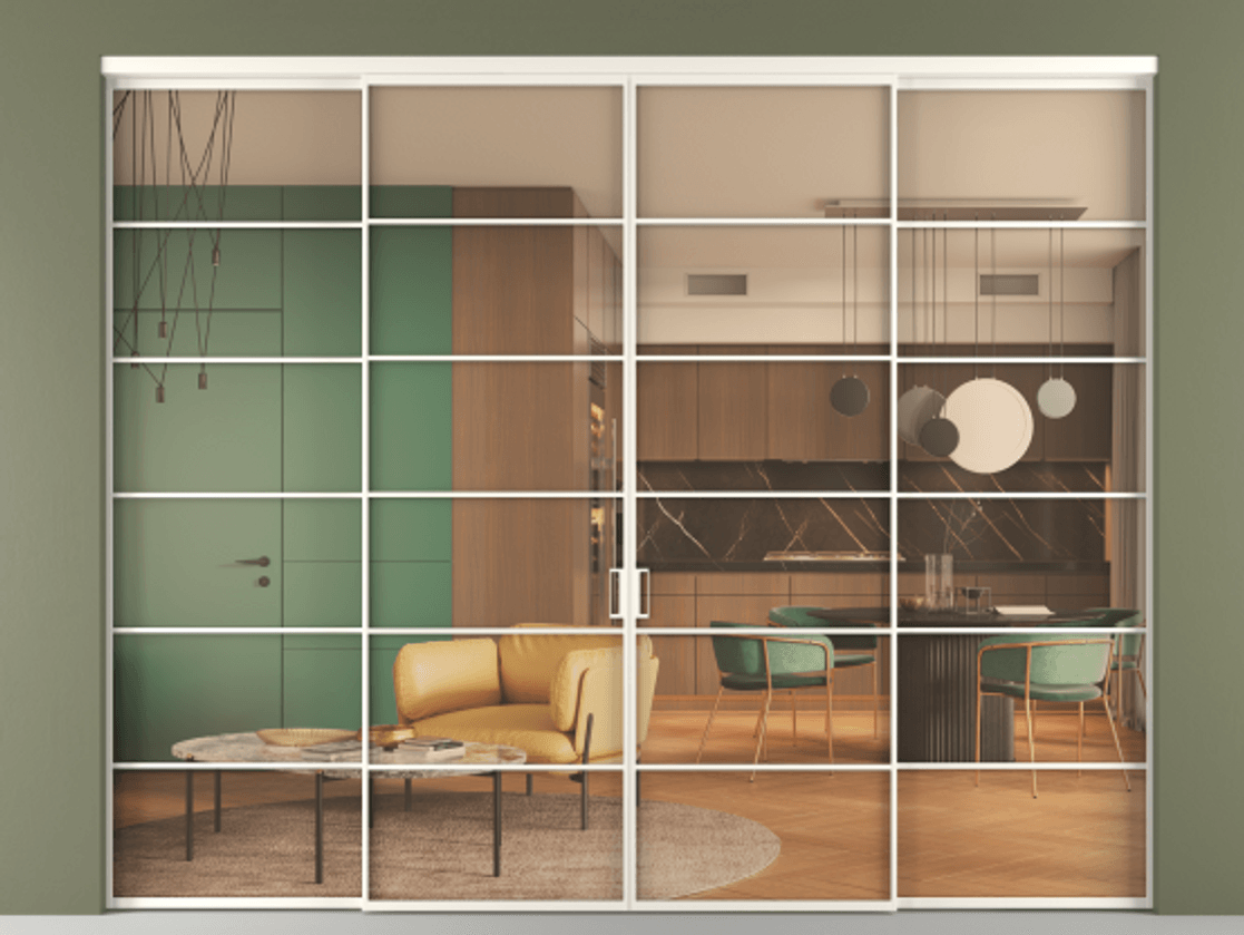 Дверь межкомнатная New Перегородка Formato внутри проёма четырёхстворчатая АЛПР 040.04 Алюминий пудровый белый Прозрачное оранжевое стекло, триплекс, 6мм Цена 2611200 1. Полотно 4 шт. (800/2100 мм)
2. Комплект установки раздвижной системы
3. Базовый комплект фурнитуры
4.Ручка RONDO. Фабрика дверей Волховец 8 (800) 551 43 19 Межкомнатная дверь New Перегородка Formato внутри проёма четырёхстворчатая АЛПР 040.04 Алюминий пудровый белый Прозрачное оранжевое стекло, триплекс, 6мм Цена 2611200 | Volhovec