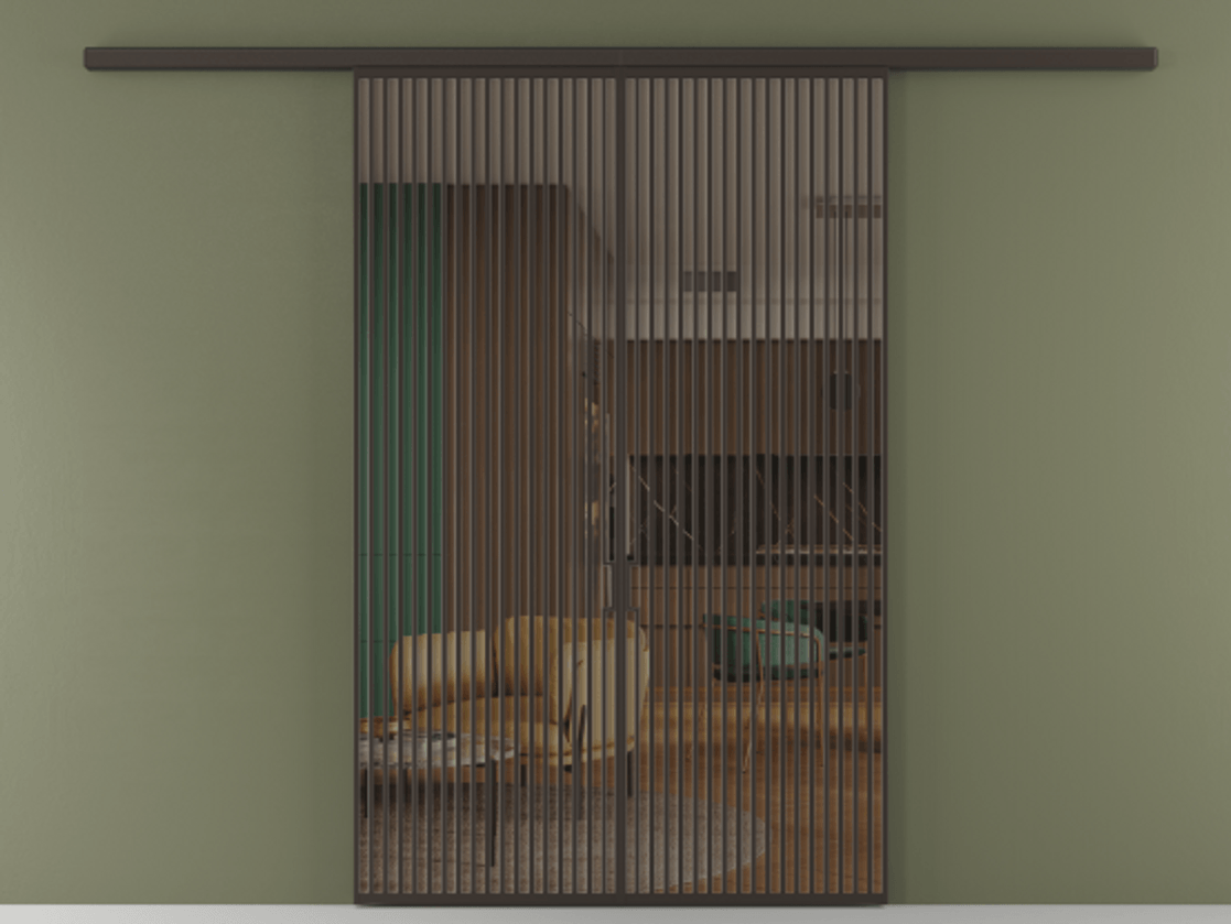 Перегородка Formato вдоль стены 2 створки АЛПР 040.06 Алюминий антрацит Прозрачное бронзовое стекло, триплекс Цена 2244900 ₸ | Volhovec