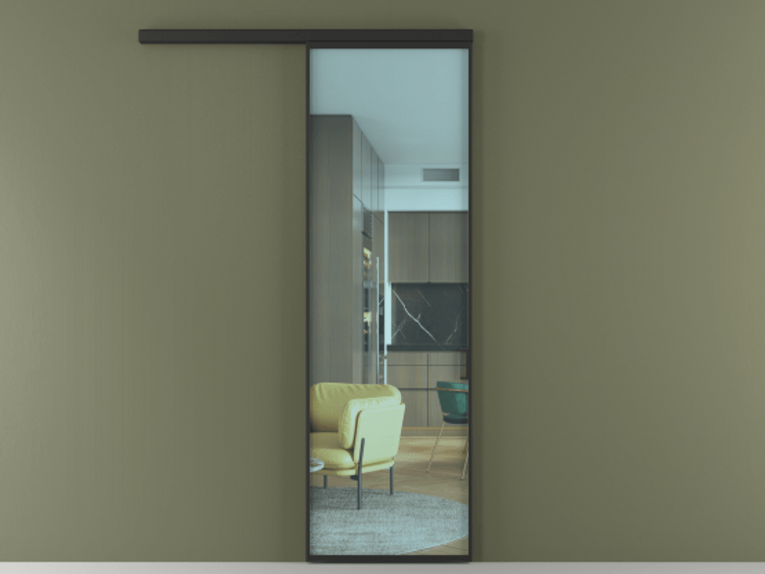 Перегородка Formato вдоль стены 1 створка АЛПР 040.01 Алюминий Черный Прозрачное голубое стекло, триплекс Цена 609900 ₸  | Volhovec