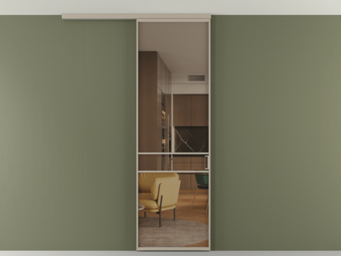 Перегородка Formato вдоль стены на потолок одностворчатая #VENDORCODE# #FURNISH# #GLASS# Цена #PRICE# #CURRENCY# | Volhovec
