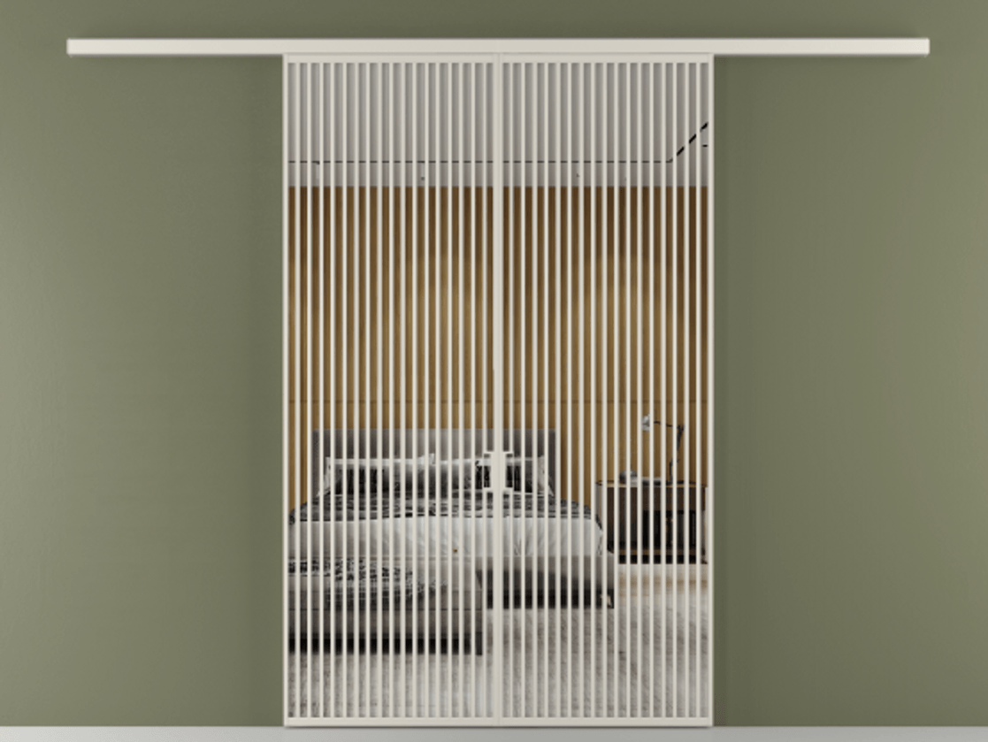 Перегородка Формато вдоль стены 2 створки АЛПР 040.06 Алюминий облачно-серый Двустороннее зеркало, триплекс , триплекс 6 мм Цена 2588922 ₸ | Volhovec