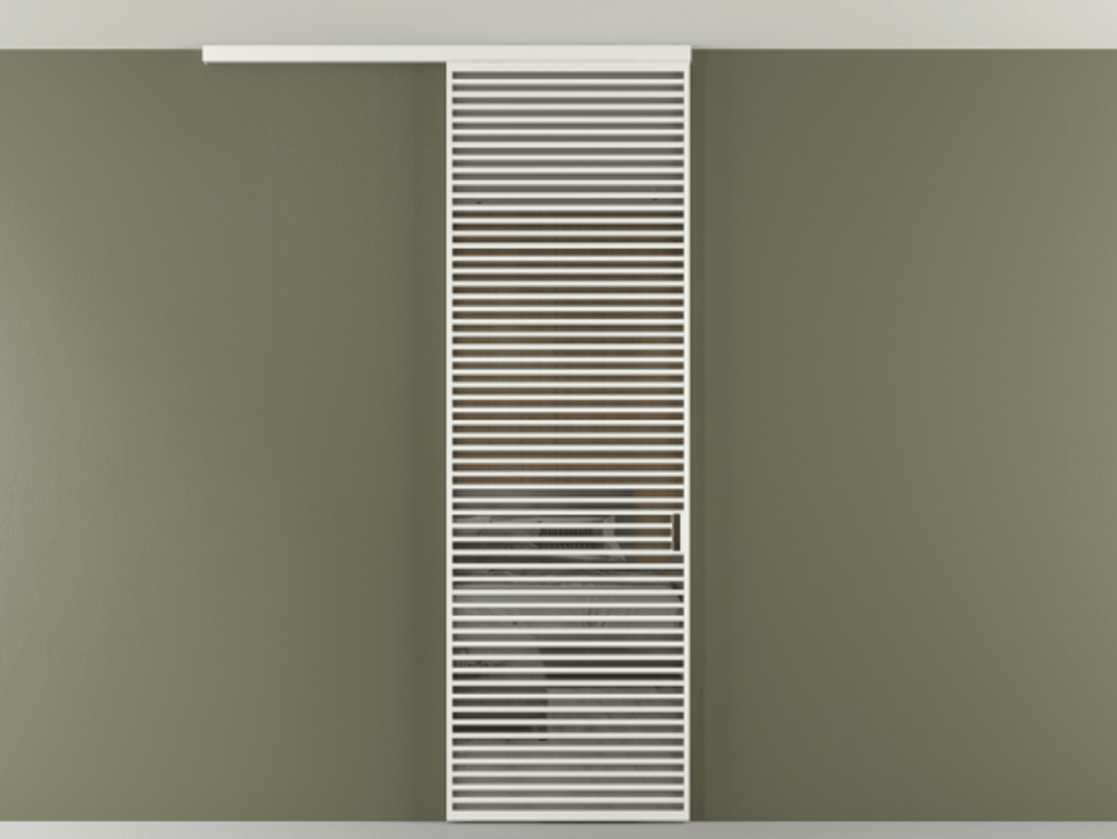 Перегородка Формато вдоль стены на потолок 1 створка АЛПР 040.07 Алюминий светло-серый Рефлективное серое стекло "Стопсол", калёное Цена 1763824 ₸ | Volhovec