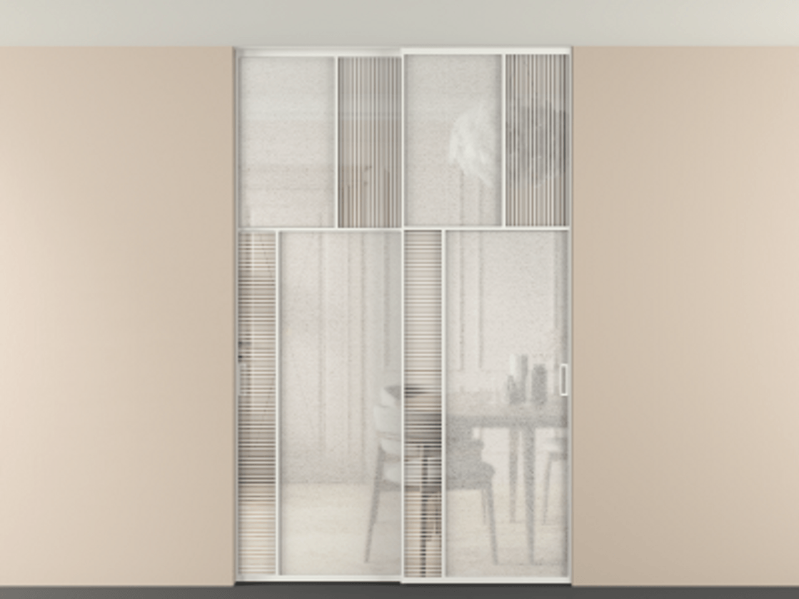 Перегородка Мозаик внутри проёма скрытое крепление в потолок 2 створки АЛПР 041.22 Алюминий светло-серый Рифлёное стекло "Дюна", триплекс, 6 мм + Фактурное стекло "Лёд", триплекс. Цена 2574785 ₸ . Фабрика дверей Волховец 8 (800) 551 43 19 Перегородка Мозаик внутри проёма скрытое крепление в потолок 2 створки АЛПР 041.22 Алюминий светло-серый Рифлёное стекло "Дюна", триплекс, 6 мм + Фактурное стекло "Лёд", триплекс Цена 2574785 ₸ | Volhovec