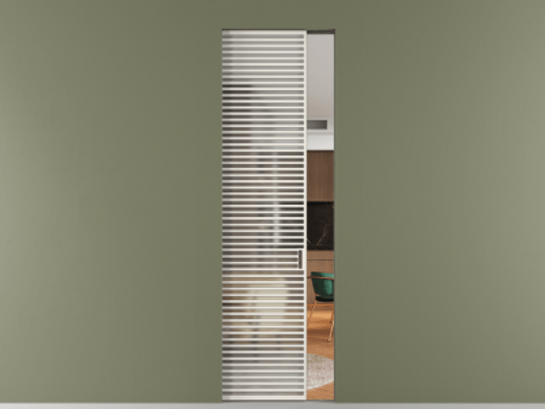 Перегородка Формато скрытый пенал 1 створка АЛПР 040.07 Алюминий пудровый белый Сатинированное стекло "Мателюкс Кристал Вижн", калёное, матовое, каленое 6 мм Цена 1815761 ₸ | Volhovec