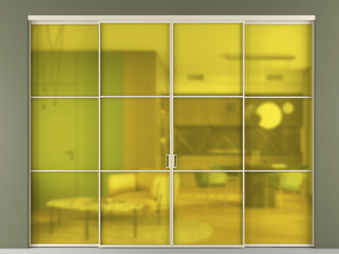 Дверь межкомнатная New Перегородка Formato внутри проёма четырёхстворчатая со скрытым креплением в потолок АЛПР 040.03 Алюминий бежево-серый Сатинированное жёлтое стекло, триплекс Цена 2335600 1. Полотно 4 шт. (800/2100 мм)
2. Комплект установки раздвижной системы
3. Базовый комплект фурнитуры
4.Ручка RONDO. Фабрика дверей Волховец 8 (800) 551 43 19 Межкомнатная дверь New Перегородка Formato внутри проёма четырёхстворчатая со скрытым креплением в потолок АЛПР 040.03 Алюминий бежево-серый Сатинированное жёлтое стекло, триплекс Цена 2335600 | Volhovec
