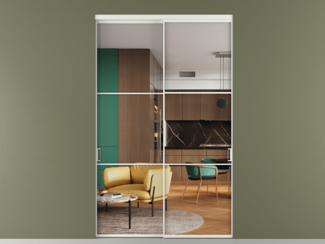 Перегородка Formato внутри проёма 2 створки АЛПР 040.03 Алюминий светло-серый Прозрачное стекло "Crystal Vision", калёное Цена 3615948 ₸  | Volhovec