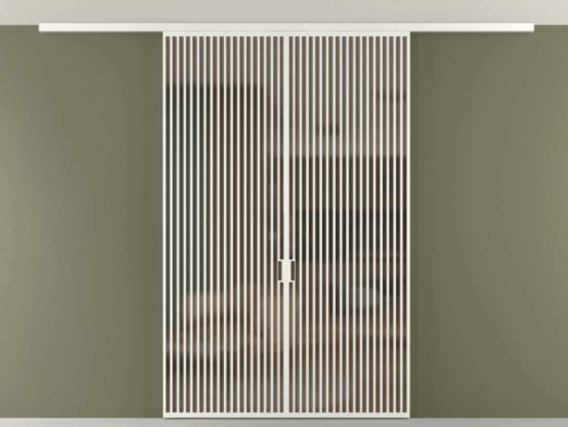 Перегородка Формато вдоль стены на потолок 2 створки АЛПР 040.06 Алюминий светло-серый Сатинированное бронзовое стекло, триплекс Цена 2777211 ₸ | Volhovec