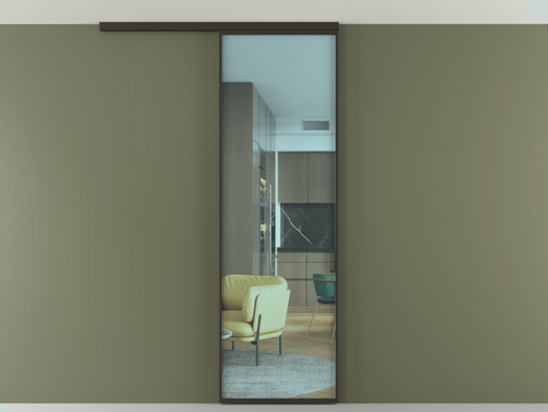 Перегородка Formato вдоль стены на потолок одностворчатая #VENDORCODE# #FURNISH# #GLASS# Цена #PRICE# #CURRENCY# | Volhovec