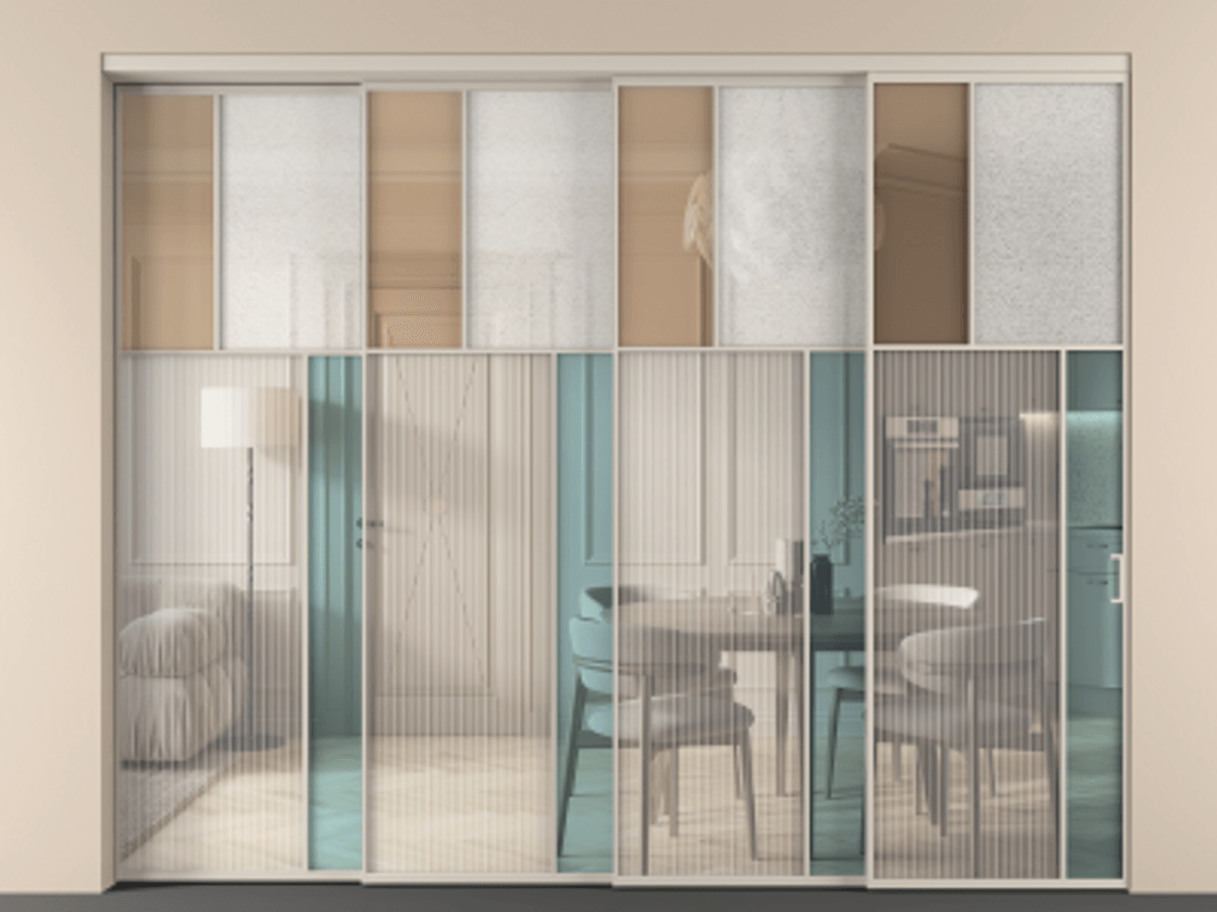 Перегородка Мозаик внутри проёма 4 створки с синхронным механизмом АЛПР 041.23 Алюминий светло-бежевый Комбинация стекол Группы 1 и Группы 3. Цена 4623091 ₸ . Фабрика дверей Волховец 8 (800) 551 43 19 Перегородка Мозаик внутри проёма 4 створки с синхронным механизмом АЛПР 041.23 Алюминий светло-бежевый Комбинация стекол Группы 1 и Группы 3 Цена 4623091 ₸ | Volhovec