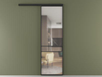 Алюминевая перегородка vd1_02 Matelux Crystalvision ЧЕР. Цвет Алюминий Черный. Материал Алюминий. Коллекция Перегородка Formato вдоль стены одностворчатая. Картинка.