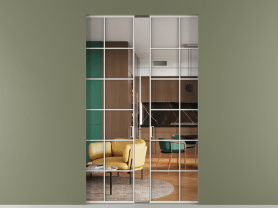 Алюминевая перегородка АЛПР 040.05 МСР Crystalvision. Цвет Алюминий серый. Материал Алюминий в эмали. Коллекция Перегородка Formato скрытый пенал двустворчатая. Картинка.