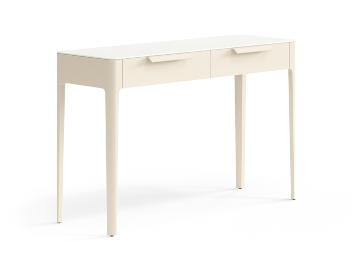 Мебель Консоль Piega 2 ящика. Цвет Матовый светло-бежевый. Материал Гладкая эмаль. Коллекция Консоль Piega 2 ящика. Картинка.