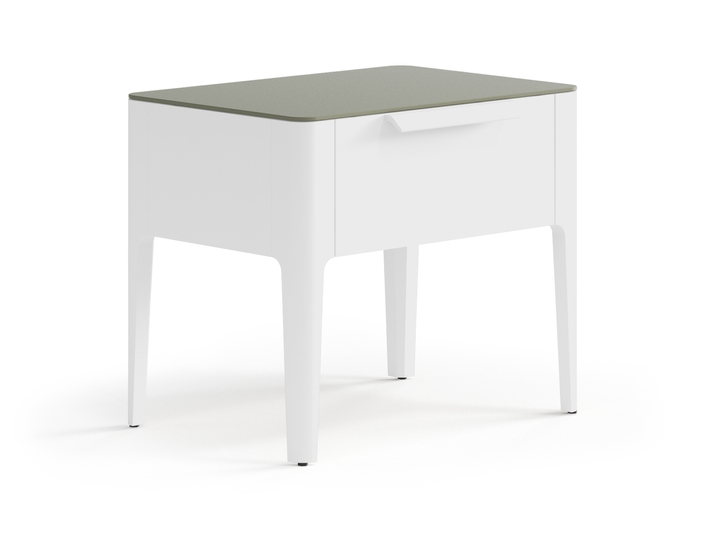 Мебель Тумба прикроватная Piega 1 ящик. Цвет Матовый светло-серый. Материал Гладкая эмаль. Коллекция Тумба прикроватная Piega 1 ящик. Картинка.