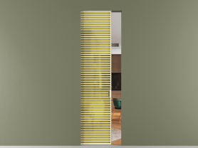 Алюминевая перегородка АЛПР 040.077 ММБ САТ ЖЕЛ. Цвет Алюминий молочно-белый. Материал Алюминий в эмали. Коллекция Перегородка Formato скрытый пенал 1 створка. Картинка.