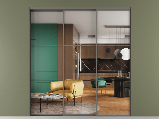 Алюминевая перегородка АЛПР 040.03_АКЛС_Crystalvision_new. Цвет Алюминий классический серый. Материал Алюминий в эмали. Коллекция Перегородка Formato внутри проёма 3 створки с синхронным механизмом. Фото. Алюминевая перегородка АЛПР 040.03_АКЛС_Crystalvision_new. Цвет Алюминий классический серый. Материал Алюминий в эмали. Коллекция Перегородка Formato внутри проёма 3 створки с синхронным механизмом. Картинка.