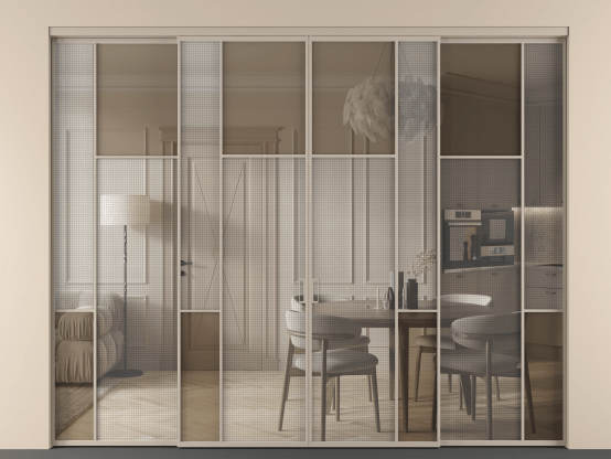 Алюминевая перегородка vnt4_5_АБСК_MS+Бронза триплекс_new. Цвет Алюминий бисквитный. Материал Алюминий в эмали. Коллекция Перегородка Mosaic внутри проёма четырёхстворчатая. Фото. Алюминевая перегородка vnt4_5_АБСК_MS+Бронза триплекс_new. Цвет Алюминий бисквитный. Материал Алюминий в эмали. Коллекция Перегородка Mosaic внутри проёма четырёхстворчатая. Картинка.